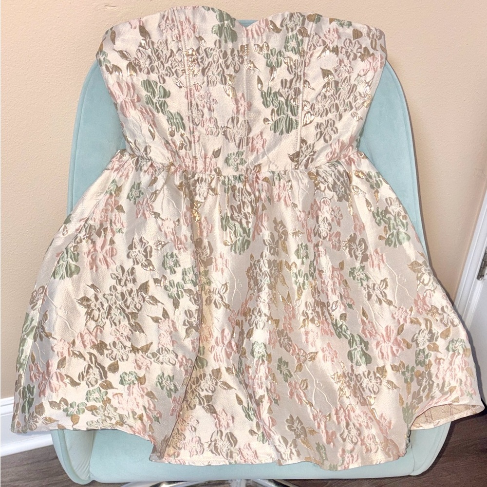 Francesca's Collections Pastel Floral Strapless Dress